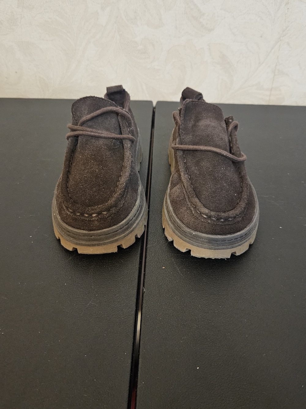 Zara Kids Dark Brown Suede Lug Sole Boots